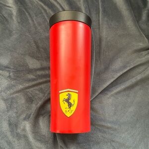 Ferrari Red and Yellow Logo Stainless Tumbler with Black Lid, NWT